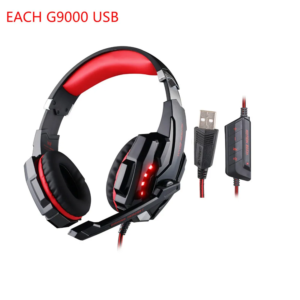Игровые наушники EACH G9000 с USB головная повязка игровые микрофоном светодиодная