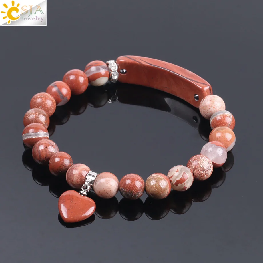 Браслеты CSJA из натурального красного драгоценного камня браслеты с подвесками в