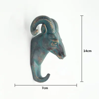 Goat Blue Изготовленный олень, носорог, слон, жираф, лошадь, животное, декоративный крючок, креативная модель из смолы, настенный крючок для ванной комнаты, настенный крючок - Цвет: Goat Blue