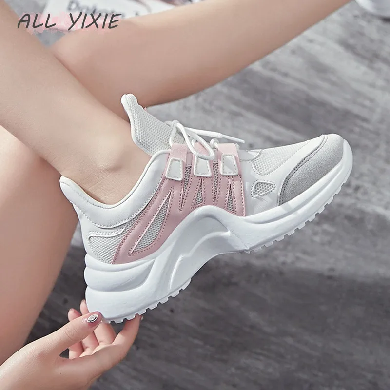 Женские кроссовки на плоской подошве ALL YIXIE Белые Повседневные платформе со