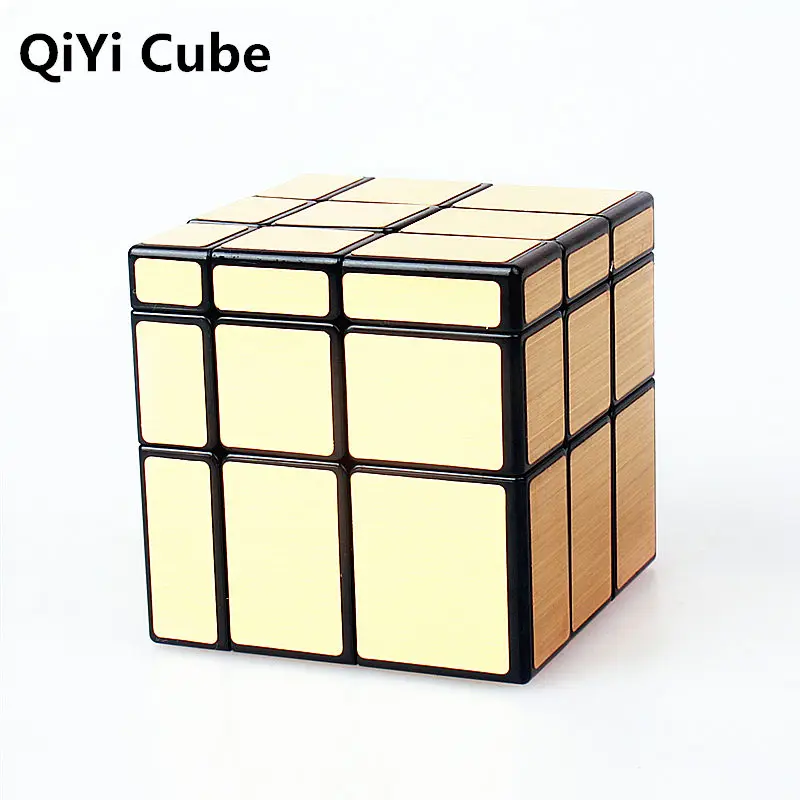 QIYI зеркальный куб Магическая скорость 3x3x3 кубики серебристые золотые наклейки