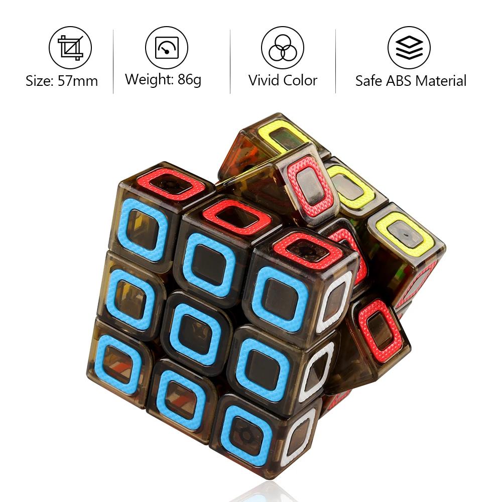 D-FantiX Qiyi Dimension 3x3 скоростной кубик Гладкий волшебный 3x3x3 прозрачный черный 57 мм