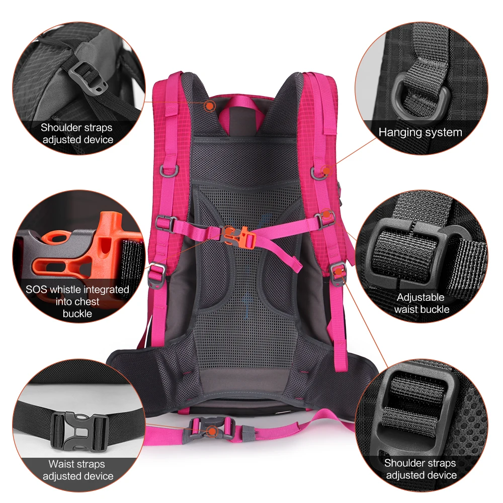 Aoking 50L походный рюкзак с пряжкой комбинированный SOS свисток Съемная сетчатая Подушка и светоотражающие полосы сумки(дождевик