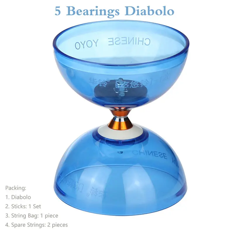 YOYO 5 Diabolo набор подшипников в упаковке: палочки/струнная сумка/запасные струны/S#(105*130 мм) 6 цветов на выбор, китайский Kongzhu