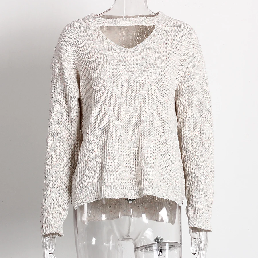 Hollow Out Sweaters Winter 2018 Fashion Long Sleeve Knitted Women Pullovers Jumpers Casual Streetwear Black Gray Khaki | Женская одежда