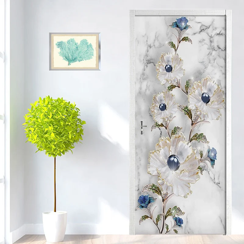 Новая современная мраморная текстура тисненые украшения двери стикер ПВХ самоклеющиеся обои для гостиной спальни декор двери наклейка плакат