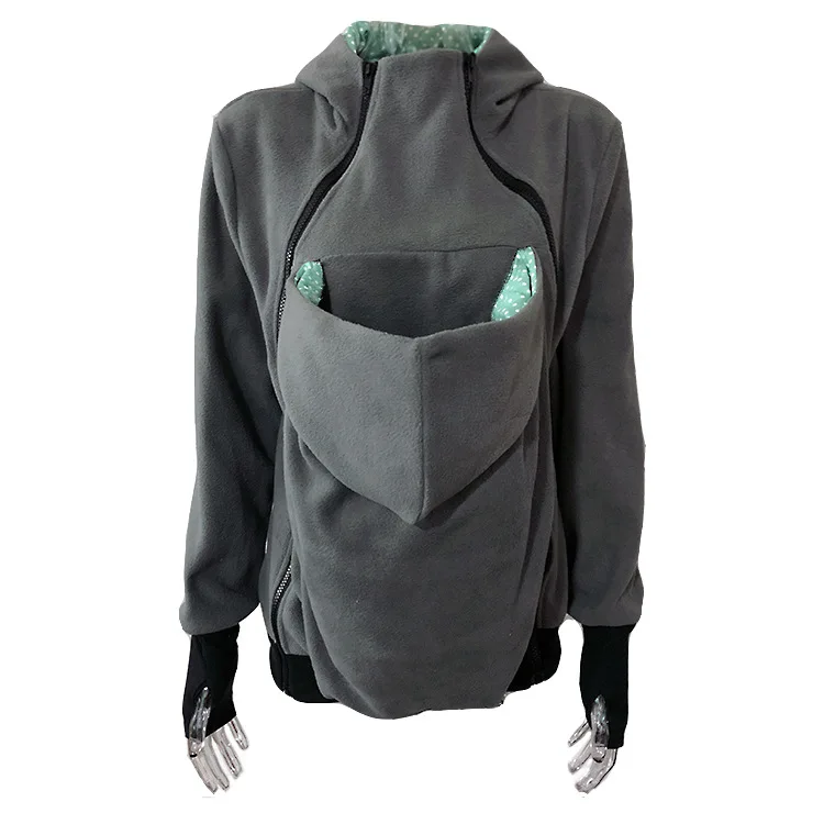 Gray Green Толстовки с капюшоном для беременных; куртка-кенгуру; casaco для мам; тройной Многофункциональный свитер для мамы; пальто-свитер; Женская толстовка - Цвет: Gray Green