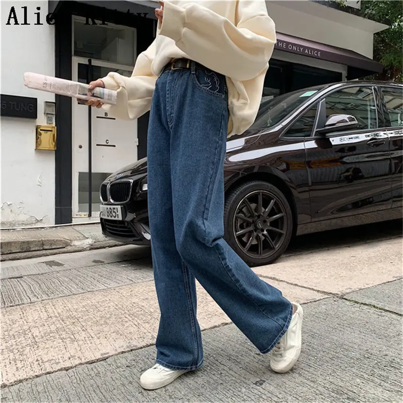 Чужой Kitty вышивка Новая модная Осенняя Высокая Талия Джинсы женские джинсовые