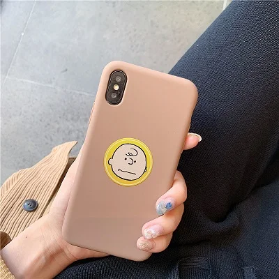 A PEANUTS мультфильм Charlie коричневый и собака мягкий чехол для телефона для Iphone11 11pro 6 6S 7 8 Plus X Xs Xr Max матовый карамельный чехол capas funda - Цвет: A