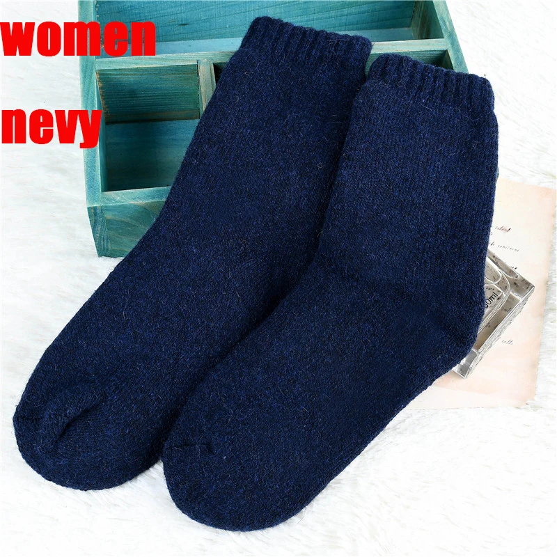 women nevy 3 пары, зима, новые толстые носки из мериносовой шерсти, женские зимние махровые носки без пятки, одноцветные суперплотные зимние носки, шерстяные теплые - Цвет: women nevy