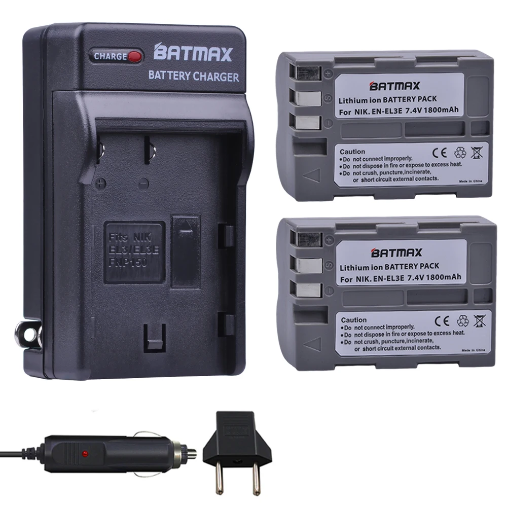 2 Pack 1800mAh EN EL3E EL3e ENEL3E аккумуляторы и зарядное устройство для Nikon D50 D70 D80 D90 D100 D200 D300 D700