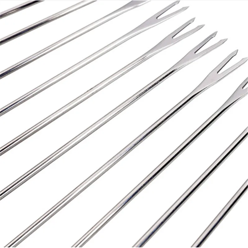6pcs/set 24cm Long Cheese Dessert Fork Stainless Steel Hot Pot Fruit Chocolate Fondue Melting Skewers Kitchen Tools | Дом и сад