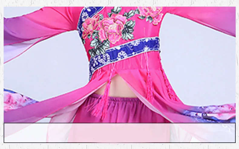 Chinese style Hanfu classical dance costumes female elegant fan costume Yangko clothing suit festival wear | Тематическая одежда и