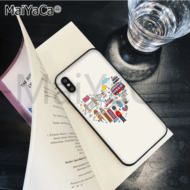MaiYaCa Лондонский автобус Англия телефон мягкий резиновый черный чехол для телефона для Apple iPhone 8 7 6 6S Plus X XS MAX 5 5S SE XR чехол