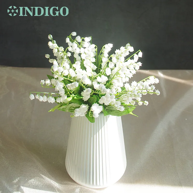 INDIGO-18pcs Convallaria Majalis, пластиковый свадебный букет невесты белого цвета, пластиковый цветочный стол для мероприятий