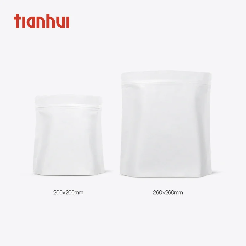 100 шт Tianhui хлопок бумага самозапечатывающийся алюминиевые мешки для кофе из фольги Ziplock молнии мешки для хранения еды - Цвет: Off white