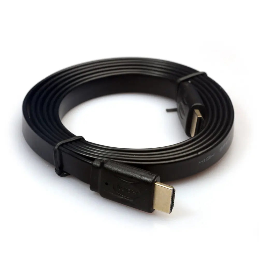 Высокая-Скорость Медь Core Audio плоский кабель HDMI V1.4 3D видео черный 3 м | Электроника