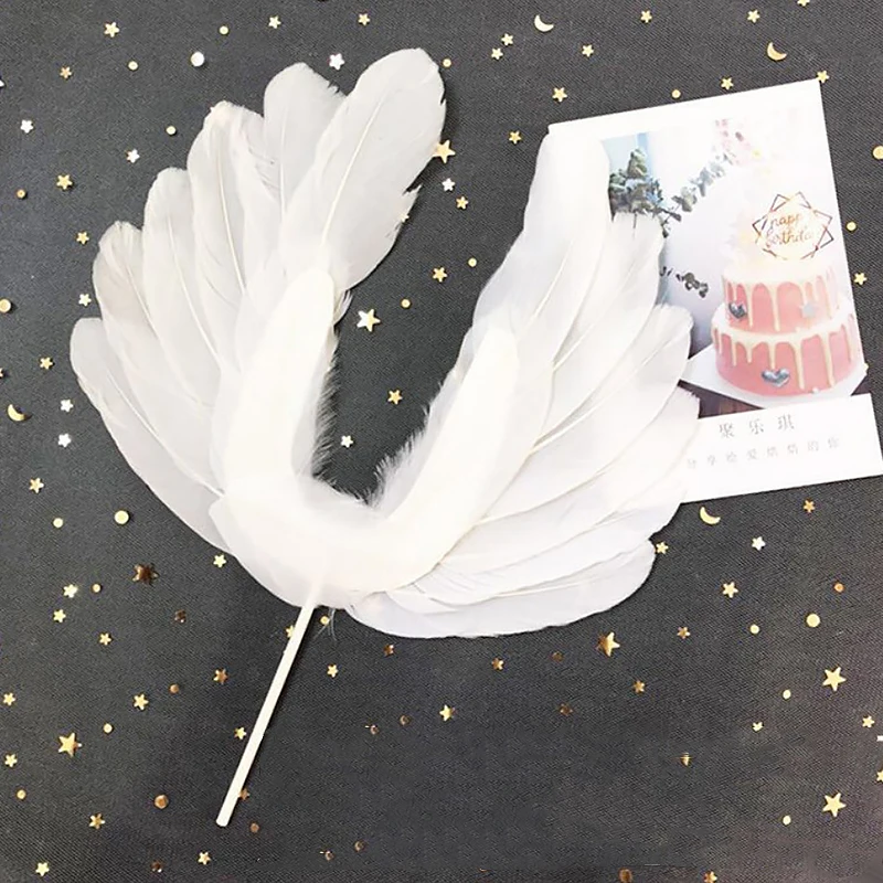 Лебедь перо листок вкладыш торт креативный красивый декор на день рождения