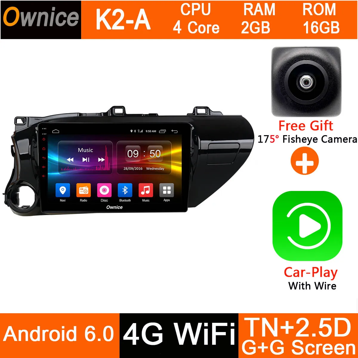 10," ips 8 ядерный 4 Гб ram+ 32 Гб rom Android 9,0 автомобильный dvd-плеер gps радио для Toyota Hilux DSP CarPlay мультимедиа - Цвет: K2-A-CarPlay