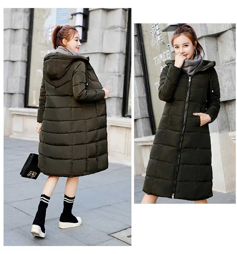 Большие размеры 5XL 6XL, зимняя куртка, женские парки, новая однотонная верхняя одежда с капюшоном, длинный пуховик, хлопковая куртка, плотная теплая куртка с хлопковой подкладкой