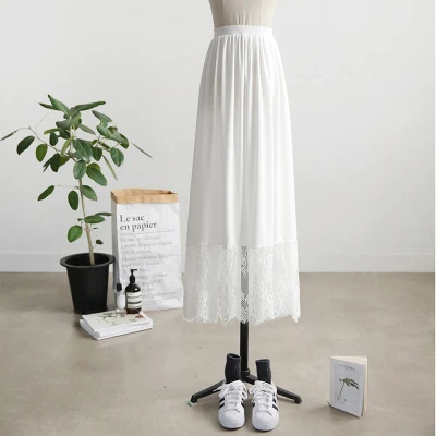 white lace 90cm Юбка с подкладкой, 105 см, удлиненная, 3 метра, с подолом, трапециевидная, кружевная, Нижняя юбка, анти-отражение, Женская длинная Нижняя юбка, полускользящая, женская - Цвет: white lace 90cm