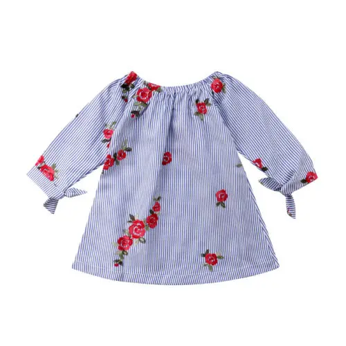 Kid Girls Off-the-shoulder Shirt Dress Clothes Toddler Newborn Infant Baby Girl Sundress Off Shoulder Long Sleeve Set | Детская одежда