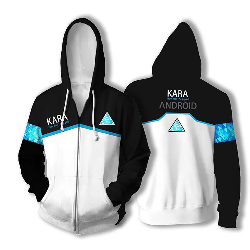 Detroit: Become Human RK800 Connor KARA Cosplay Costumes Hoodies 3D printed zip-up hoodies for men and women sport Sweat | Тематическая