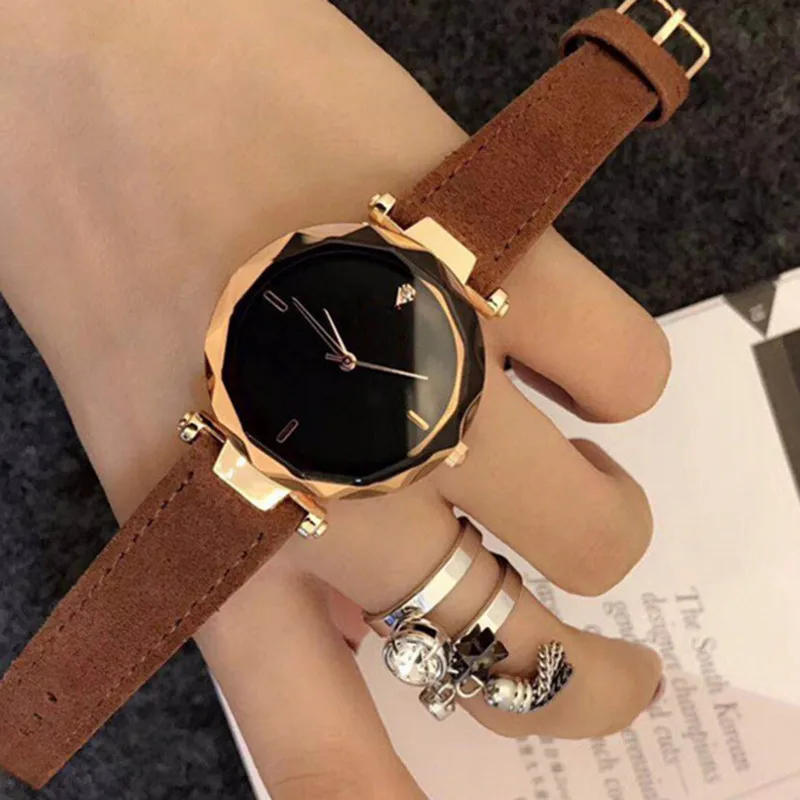 Женские кварцевые часы Relojes mujer модные роскошные из матовой кожи со стеклом