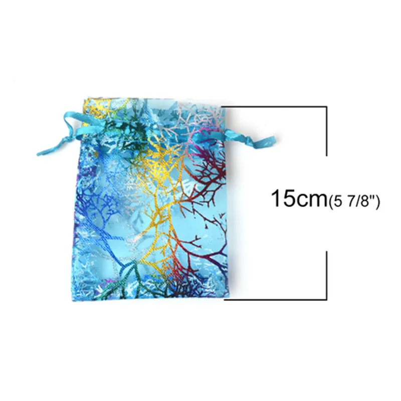 DoreenBeads Organza Jewelry Bags Drawstring Rectangle Multicolor Coralline Gift (Usable Space: 10x9cm) 12cm x9cm 10 PCs | Украшения и
