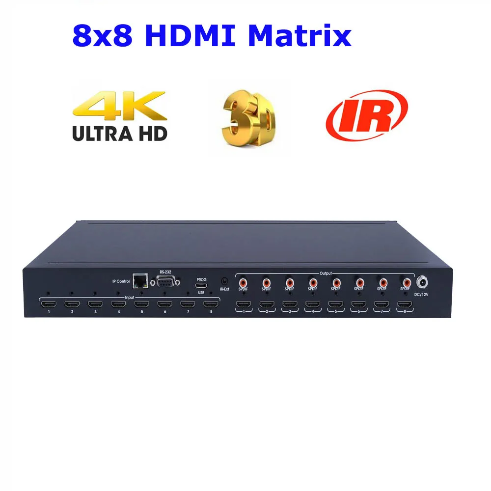 PUZHIJIE HDMI2.0 8X8 HDMI матрица 4K2K 60 Гц YUV4:4:4 18 Гбит/с Поддержка HDCP 2 1 4 HDR IR пульт