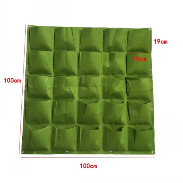 Green 100x100cm 45 штук, 25 карманов, сумка для выращивания растений, для улицы, вертикальная, настенная, висящая, для выращивания горшка, Садовая, для рассады, теплица - Цвет: Green 100x100cm