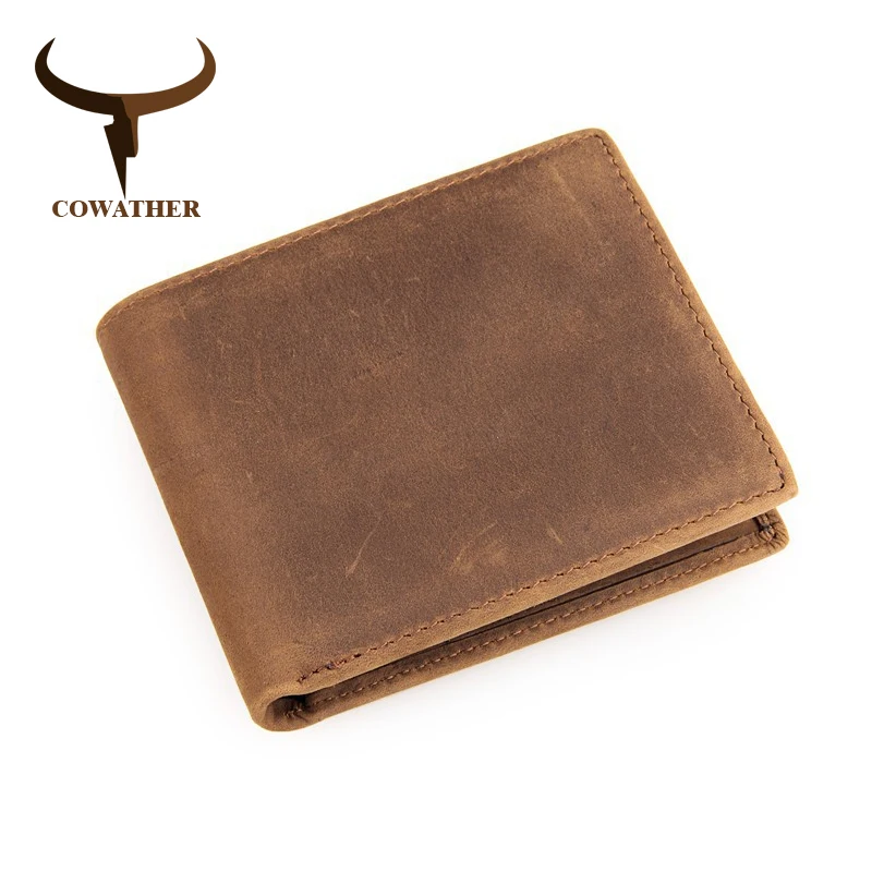

COWATHER genuine cow leather short mens wallet for men vintage good male purse 4 color free shipping