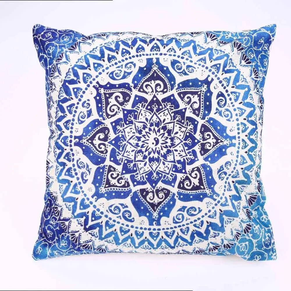 Cushion Cover 8 Цветочный узор в виде мандалы Синий Подушка Наволочка из полиэстера автомобиля Декор в богемном стиле арт диван для оформления дома сиденье Подушка - Цвет: Cushion Cover 8