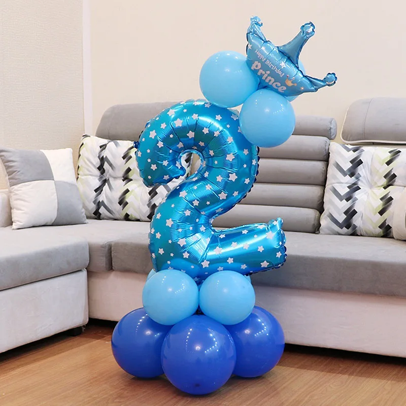 blue 2 С днем рождения, розовое золото, воздушный шар для колонны, мои первые вечерние украшения, для детей, для маленьких мальчиков и девочек, для взрослых, единорог, гирлянда, 2, 3, 4, поставки - Цвет: blue 2