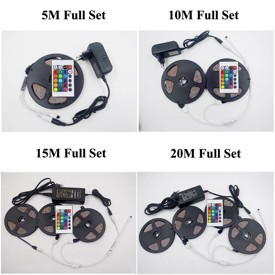 СВЕТОДИОДНАЯ лента SMD 5050 RGB лента Диодная лента RGB 5050 DC 12 V 5 M 10 M гибкая лента полный набор DIY контроллер и адаптер