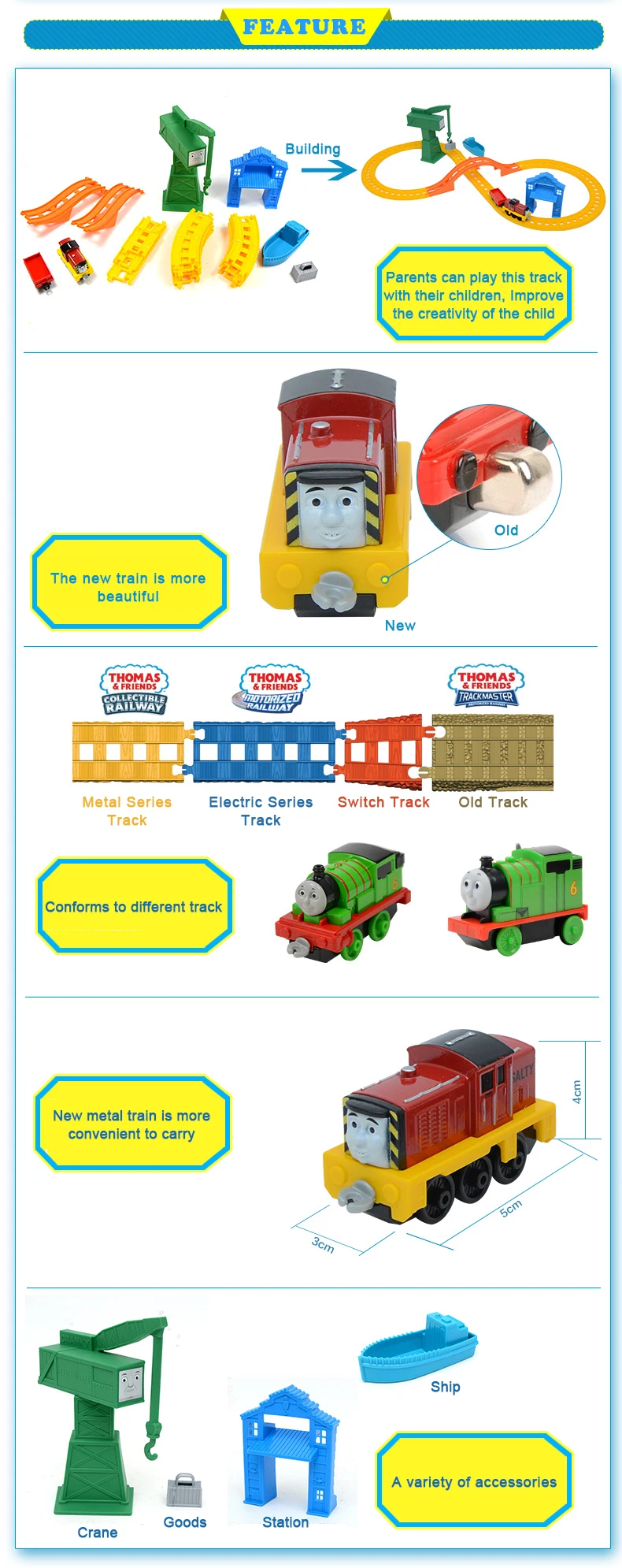 Паровозик Thomas and Friends Matel серии Salty& Cranky's Cargo Drop Пластиковый трек для паровозика Thomas Train Trem de brinquedo BHR95 для ребенка