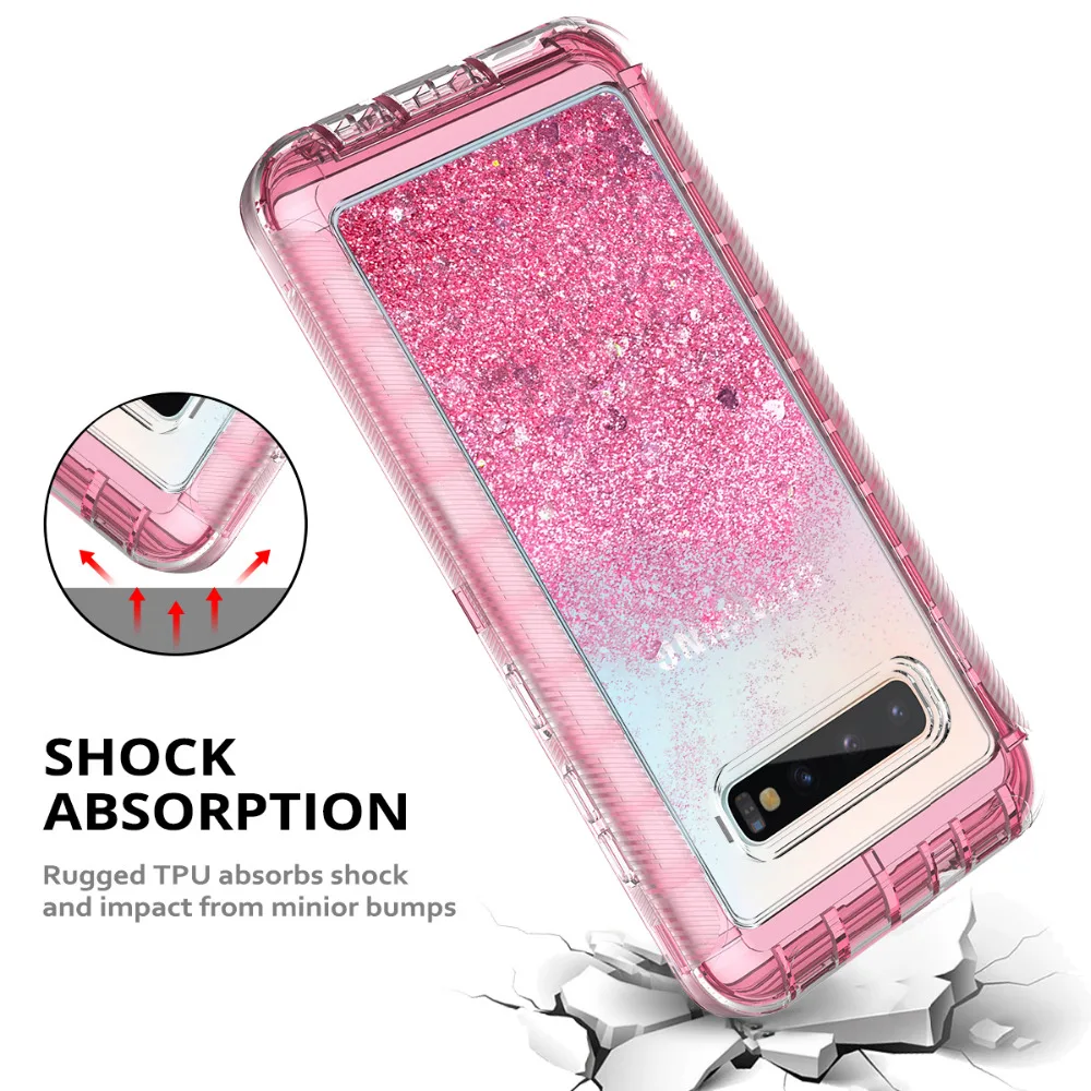 Роскошный блестящий чехол 3 в 1 с зыбучим песком для Samsung S8 S9 S10 Plus Note 9 10 20 plus S7 Edge из