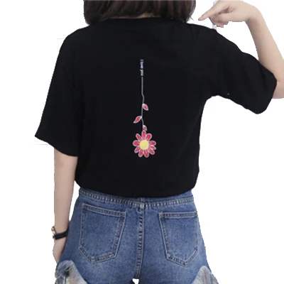 black flower black 16 узоров, футболка для кормящих мам, топы для грудного вскармливания, Одежда для беременных женщин, топ с принтом, одежда с коротким/длинным рукавом - Цвет: black flower black