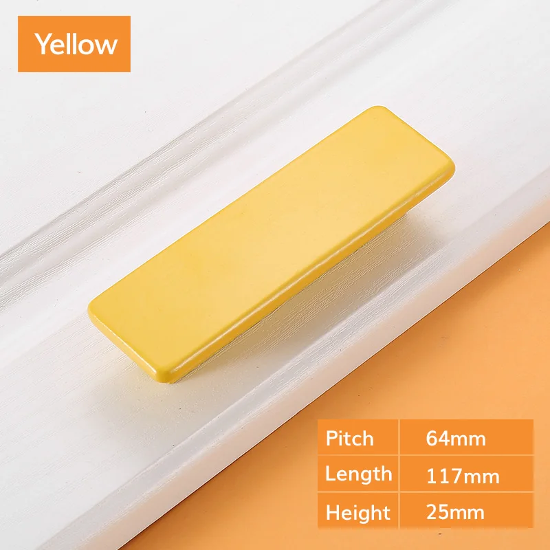 Yellow 64mm Деревянные дверные ручки, Детские кухонные ручки и ручки для шкафа, Мебельная ручка для шкафа, цветные круглые ручки для ящиков - Цвет: Yellow 64mm