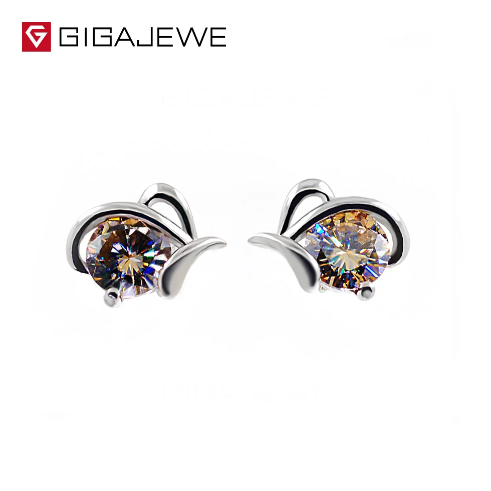GIGAJEWE Муассанит золотой круглой огранки всего 1.0ct лаборатория выращенные серебряные серьги с алмазами модные ювелирные изделия подарок девушке