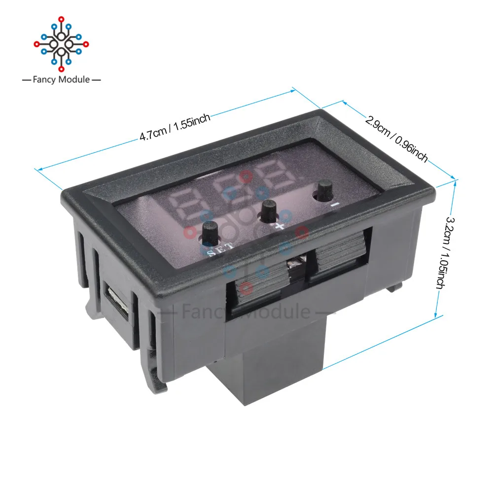 Термостат W1209 с цифросветодиодный светодиодным дисплеем и кабелем для измерения