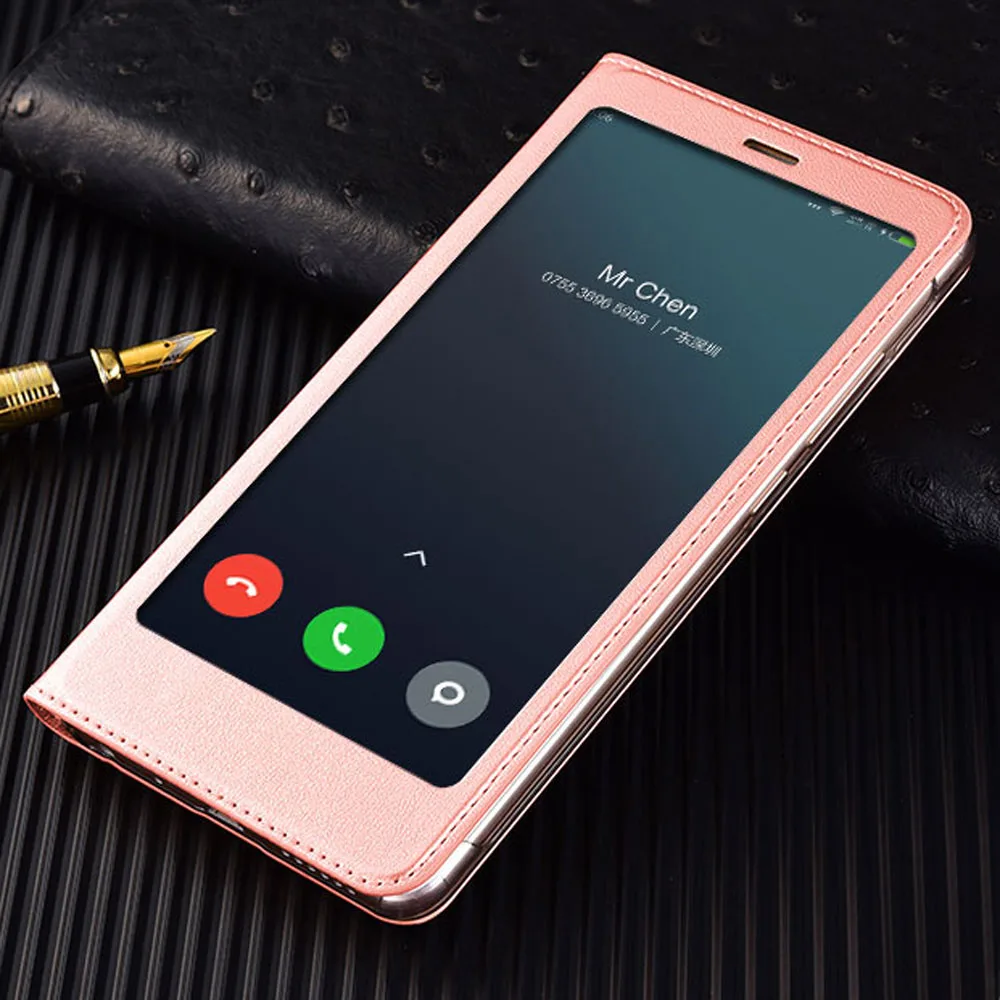 Rose gold Роскошный кожаный чехол-книжка для телефона Xiaomi Redmi Note 5 Note5 Pro 5pro с прозрачным окном Xiomi Xaomi Xiami Магнитный чехол для смартфона - Цвет: Rose gold