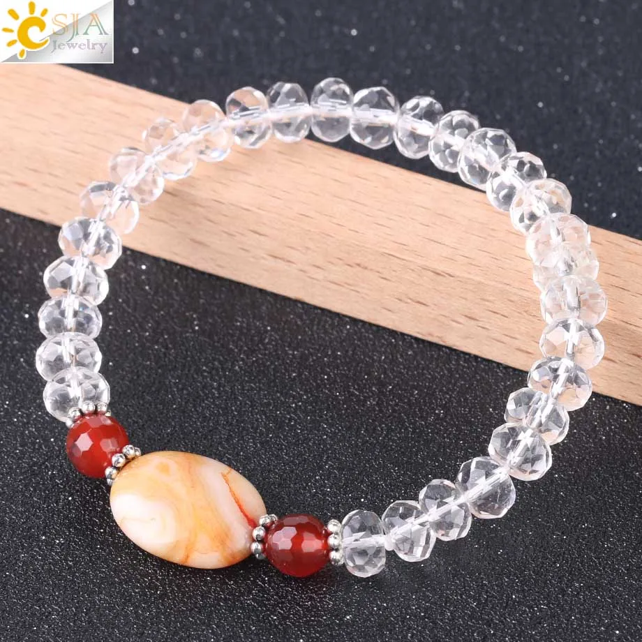 Женский браслет из натурального камня CSJA многогранный режущий красного оникса