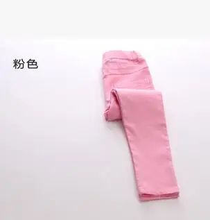 pink Новая осенняя одежда для малышей; популярные джинсы для девочек; обтягивающие детские штаны ярких цветов; повседневные длинные штаны для малышей; брюки для маленьких девочек - Цвет: pink