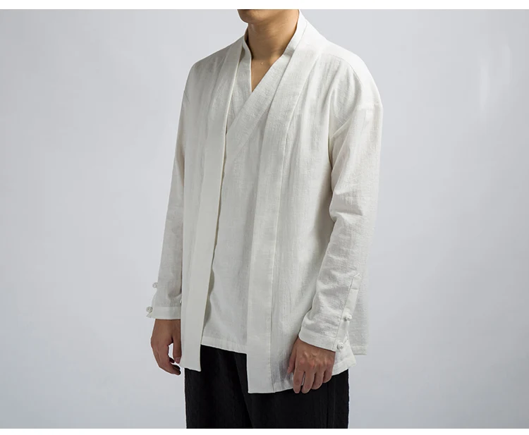 Sinicism Store INS мужская одежда мужская хлопковая и льняная однотонная Повседневная кимоно Черная Куртка мужская ветровка в Корейском стиле