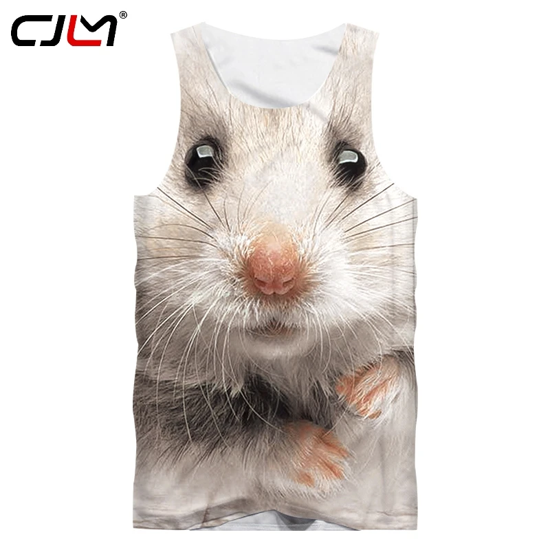 

CJLM 2019 Factory Direct Supply Original Sample Design 3D Animal White Mouse Print Tank Top Oversized Vest Wholesale