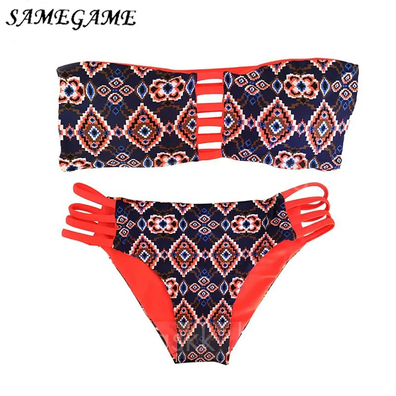 Женское бикини-бандо SAMEGAME бандо сексуальный купальник бандажный комплект бикини