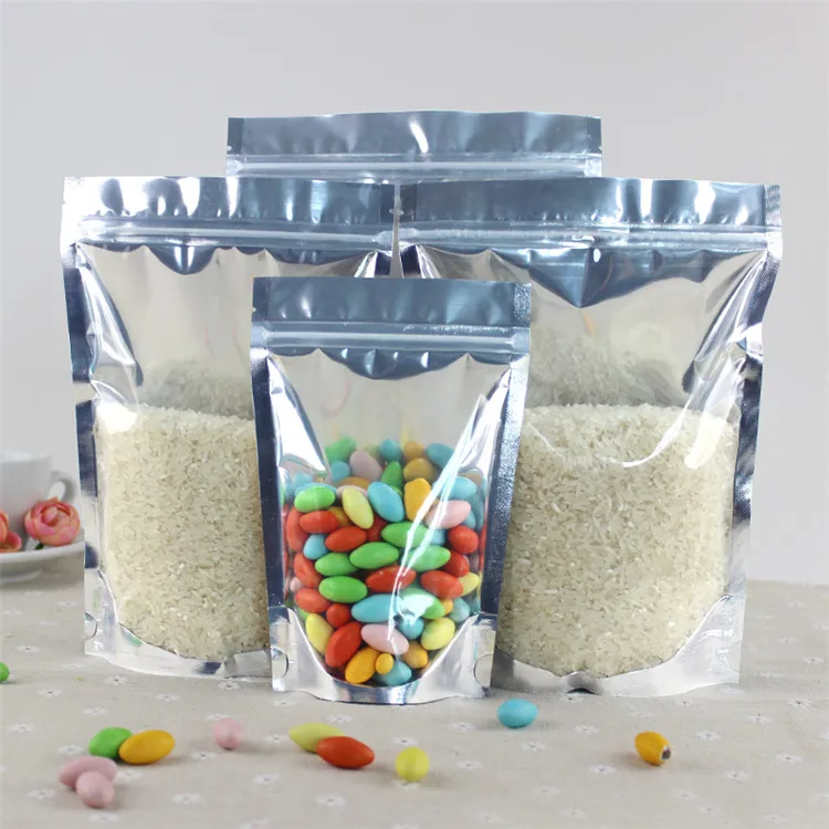 21*35+5cm Stand Up Translucent Aluminium Ziplock Bag Reclosable Zipper Close Foil Plastic Pouches with Front Clear Bags | Дом и сад