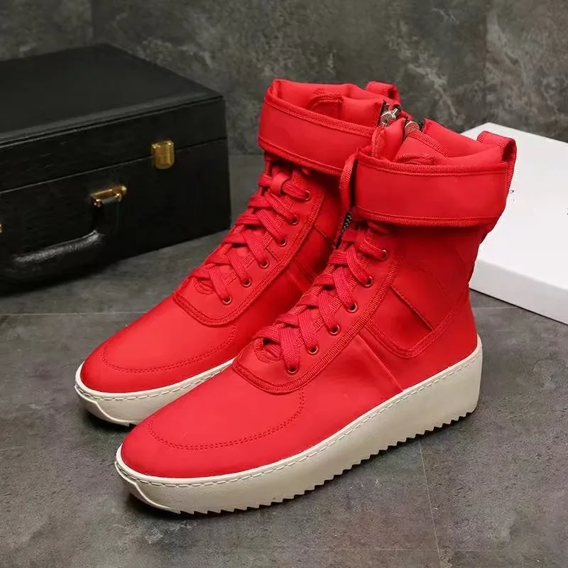 Мужские кроссовки в стиле милитари кожаные ботильоны на платформе со шнуровкой и