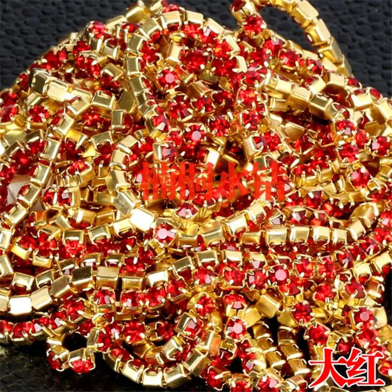 SS6 SS8 SS10 SS12 стразы золотая цепочка-коготь из медного сплава плотная кристальная